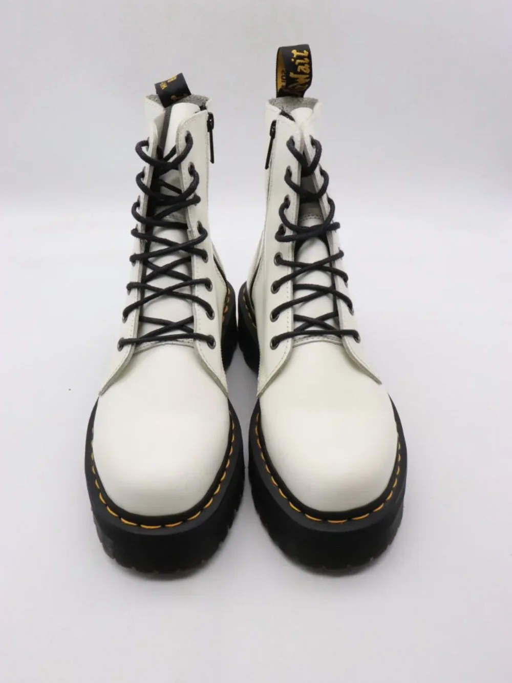 Doc Dr. Martens Jadon Women’s 10 Ankle Platform Boots Lace-Up Zip White Leather